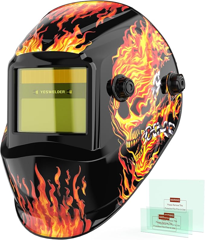 YESWELDER Auto Darkening Welding Helmet, Blue Light Blocking, 1/1/1/1 True Color Solar Powered Welding Hood with 2 Arc Sensors, Wide Shade 3.5/9-13 Welder Mask for TIG MIG ARC and Grind