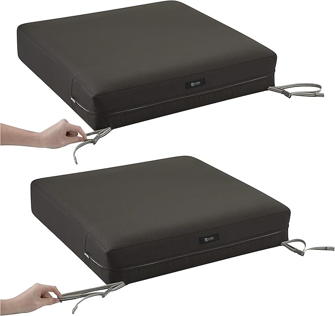 Classic Accessories Ravenna Water-Resistant Patio Lounge Chair/Loveseat Cushion, 25 x 27 x 5 Inch, Espresso