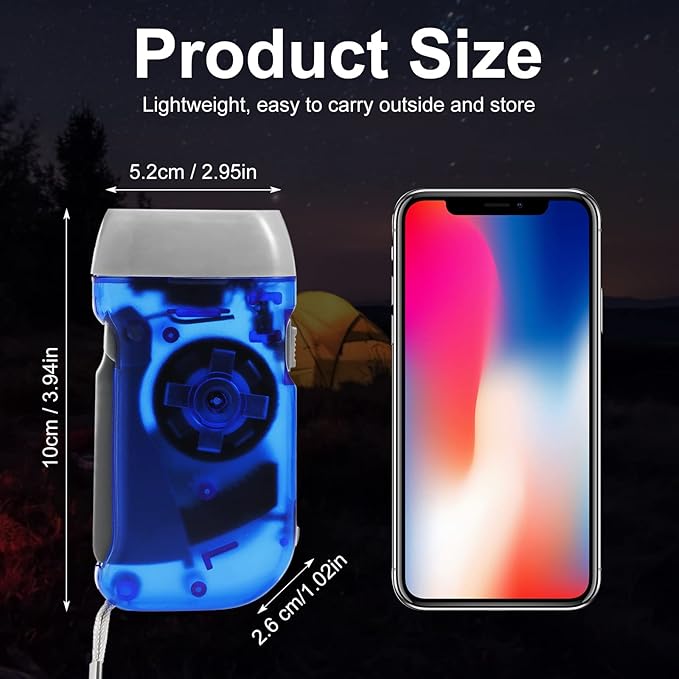 Mudder 24 Pieces Hand Crank Flashlight with LED Self Powered Charging Torch Dynamo for Camping Emergency(Green, Grey, Blue, Red)