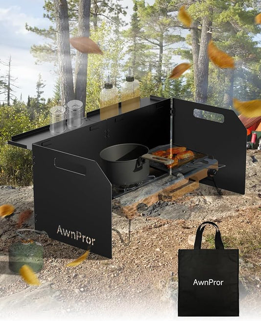 Aluminum Camping Stove Windscreen,Lightweight Foldable Outdoor Wind Blocker Gas Stove Windshield Wind Screen with Storage Bag for Camping,Glamping,Hiking,Picnic,Backpacking,Cooking,Fishing