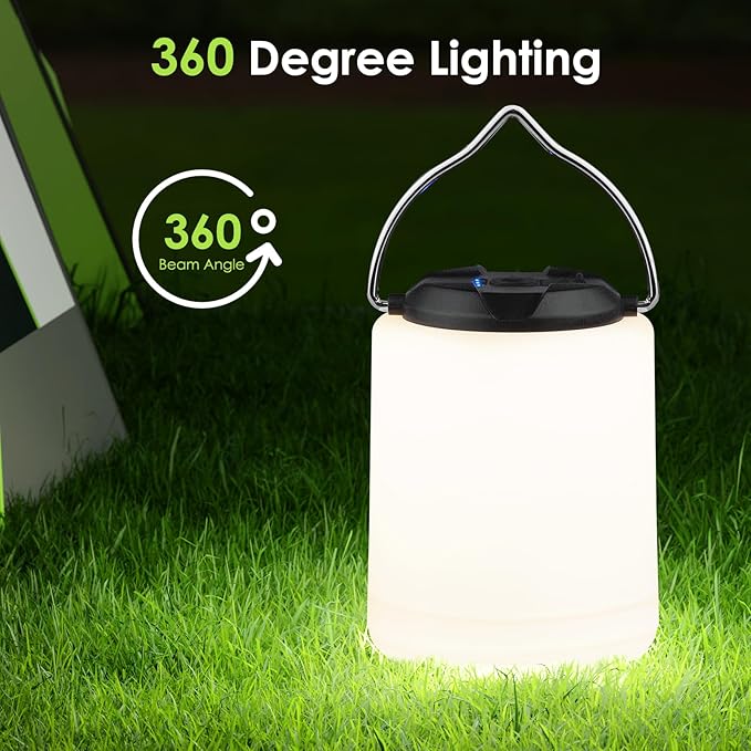 LED Camping Lantern, Rechargeable Camping Light, 4 Modes Outdoor Flashlights Lanterns with 1000LM, Water Resistant Portable Emergency Camp Light for Hurricane Hiking Survival Kits - Black