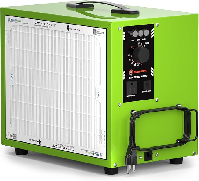 Abestorm Tabletop Dust Collector for Woodworking, Portable Intake Air Filtration Systems, Movable Air Filter with Timer Function, Ideal for Garage Works Shop and Room Renovations