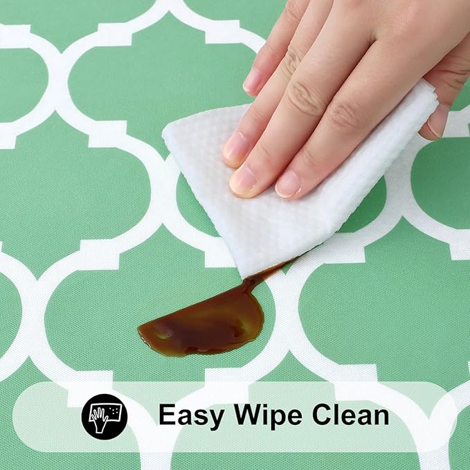 Smiry Rectangle Picnic Table Cover, Waterproof Elastic Fitted Camping Tablecloths for 8 Foot Tables, Wipeable Flannel Backed Vinyl Tablecloth Protector for Indoor, Outdoor (Sage Green, 30x96 Inches)