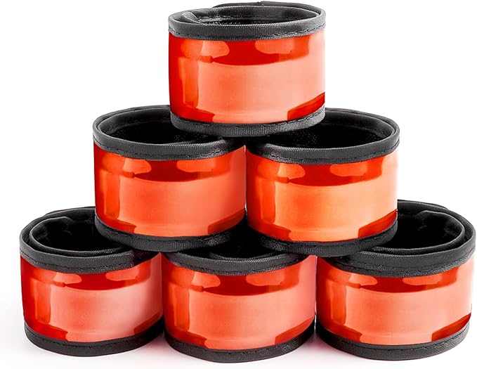 Pack of 6 LED Light Up Band Slap Bracelets Night Safety Wrist Band for Cycling Walking Running Concert Camping Outdoor Sports