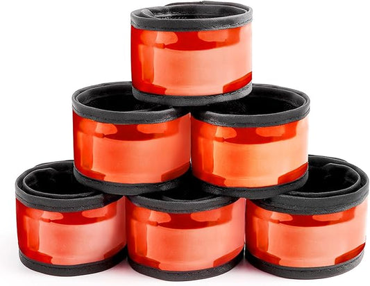 Pack of 6 LED Light Up Band Slap Bracelets Night Safety Wrist Band for Cycling Walking Running Concert Camping Outdoor Sports