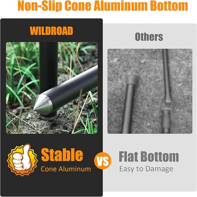 WILDROAD Tarp Poles Tent Poles Canopy Poles 7.7 ft, Telescoping Aluminum Poles with Non-Slip Aluminum Cone Bottom, Portable and Lightweight Camping Gear for Camping and Awnings, Set of 4