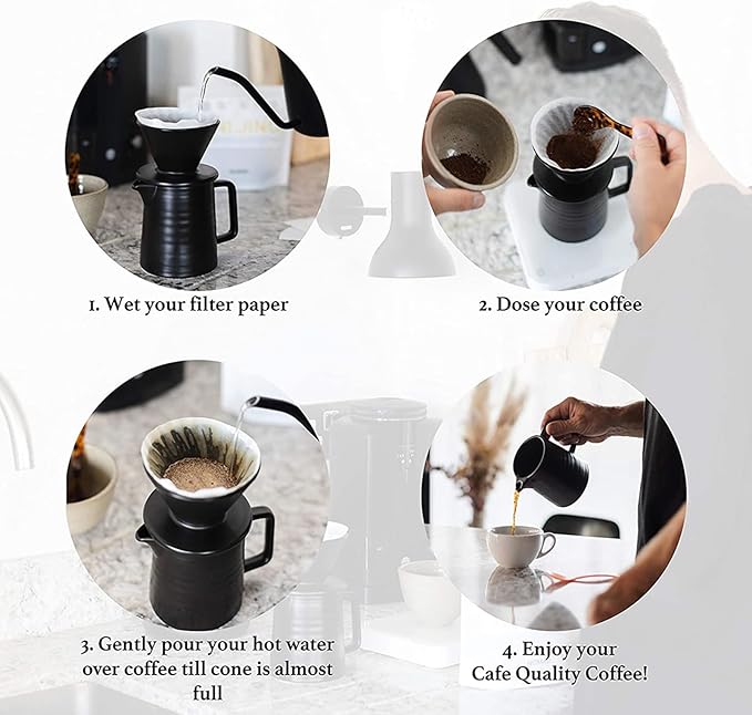 SOTECH Pour Over Coffee Maker Set All in 1 Coffee Kits- 304 Stainless Steel Kettle with Thermometer Coffee Grinder Coffee Dripper & Server of Portable Travel Bag For Outdoor Camping