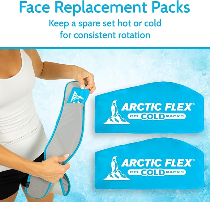 Arctic Flex Gel Replacement Packs - Gel Ice Packs Reusable for Face Ice Brace - Hot and Cold Gel Ice Pack for Injuries, Pain Relief, Swelling - Flexible Therapy Compression Wrap - Athletic, Women, Men