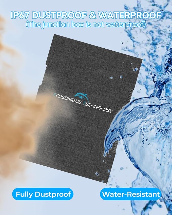 Ecosonique 30W Portable Solar Charger Foldable Solar Panels with USB C USB A Fast Charging Waterproof for Camping Backpacking Compatible with Cell Phone, iPhone, iPad, Samsung Galaxy, LG, Power Banks