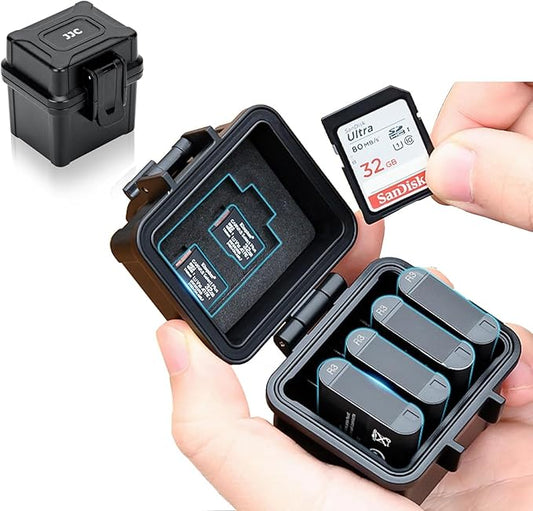 DB-110 LI-92B LI-90B NP-50 Battery and SD Micro SD Card Case, Water-Resistant & Shockproof, Camera Battery Case Holder Storage Box for 4X DB-110/LI-90B/LI-92B/EN-EL19/EN-EL10/NB-13L/NP-BX1/SLB-11A
