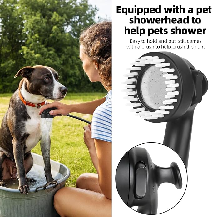 Portable Shower for Camping, 10000mAh Outdoor Electric Shower Pump Rechargeable IPX7 Waterproof Camp Shower with LED Display and 2 Head Nozzle for Camping, Hiking, Travel, Car, Pet