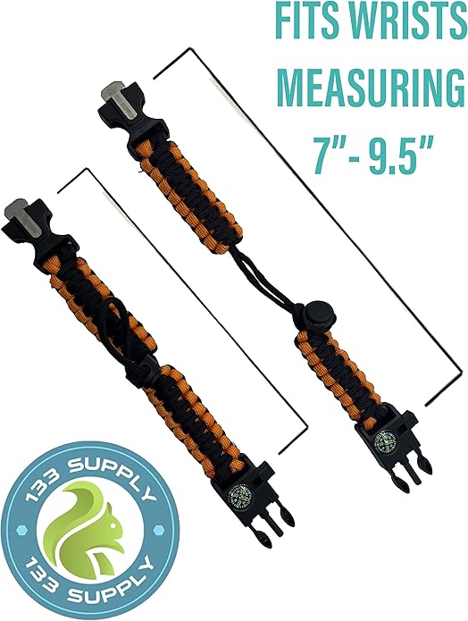 Paracord Bracelet Compass Hiking Survival Emergency Whistle Fire Starter Kit Camping Gear Hiking Essentials Fishing Hunting Accessories EDC Backpacking Gear Tactical Survival Gear Equipment