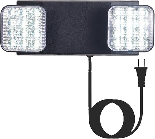 TANLUX LED Emergency Lights with Battery Backup, Commercial Emergency Light Fixtures for Business Home Power Failure Emergency Exit Sign Lighting with 1.0 Meter Plug in Cord AC120V UL Listed, Black