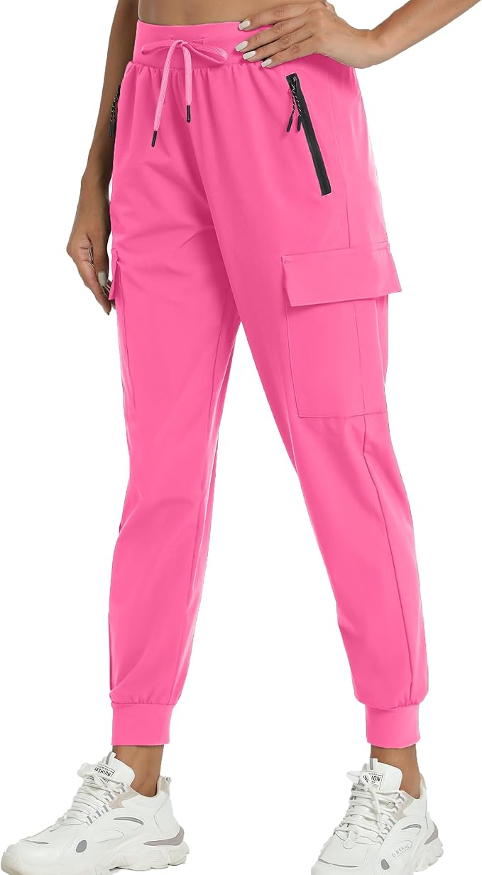 Kcutteyg Womens Water Resistant Hiking Pants with Pockets Quick Dry Soft Athletic Workout Joggers Pants for Camping Travel