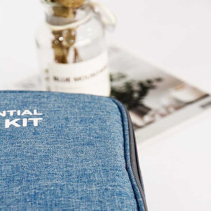 First Aid Bags Empty, Travel Medicine Bag, Medical Supplies Organizer Bag, Portable Kit for Traveling, Car, Home, Camping, Office, Hiking, Outdoor (Cationic Sky Blue)