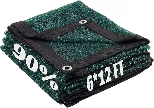 LOVE STORY 6x12FT 90% Green Garden Shade Cloth, Sun Shade Cover Net Mesh Tarp with Grommets, Sunblock Net for Garden,Greenhouse,Plants and Patio