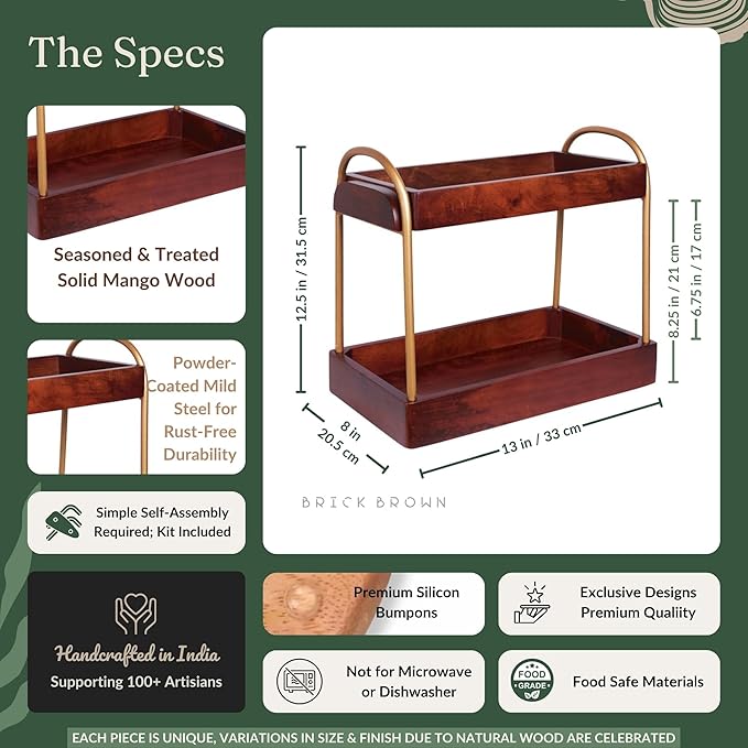 Premium CasaDuo Multipurpose Organizer Rack for Cosmetics Storage | Display Holder | Bathroom Dresser Countertop|Kitchen Organizer in Mahogany Finish (Self Assembly)