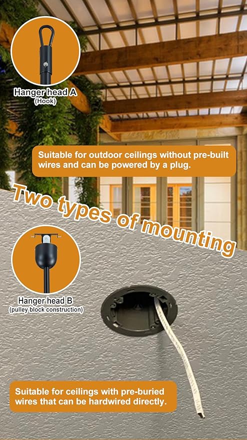 3 Blades Wood Outdoor Ceiling Fan with Light for Patios, Farmhouse Rustic Ceiling Fans with Lights, 42" Plug-in Wet Rated Outdoor Gazebo Fan for Exterior House Porch Patio, Waterproof,F247