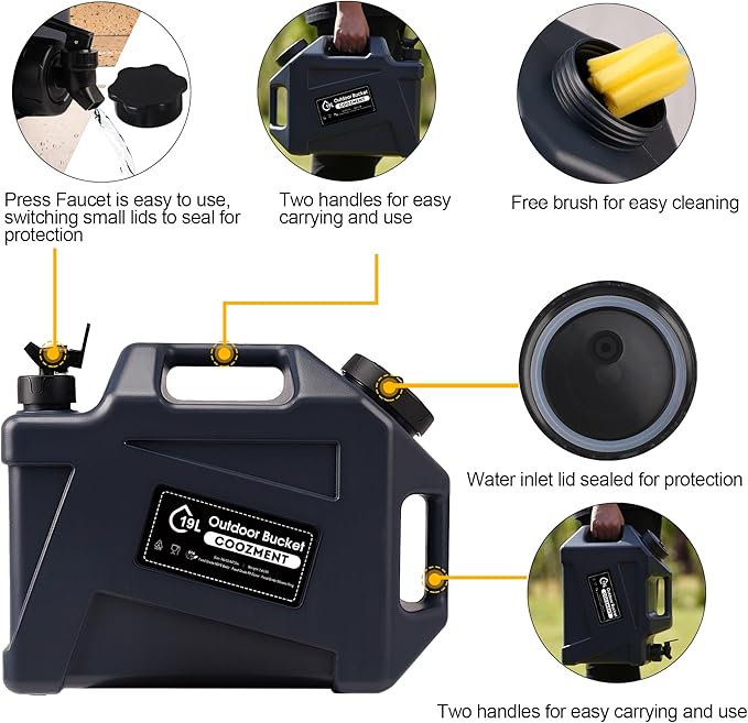 3.2 Gallon/5 Gallon Water Containers with Spigot, BPA Free Water Jug, Military Green Water Tank, Multifunction Water Storage Containers for Camping Outdoor Hiking,Emergency Stroage