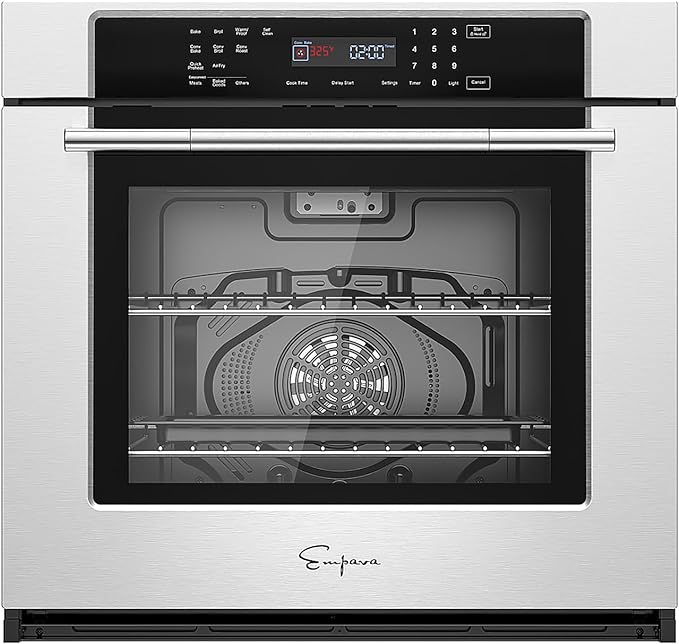 Empava 30" Electric Single Wall Built Oven 10 Cooking Functions with LED Digital Display Convection Fan Touch Control in Stainless Steel EMPV-30WO04, 30IN, Grey