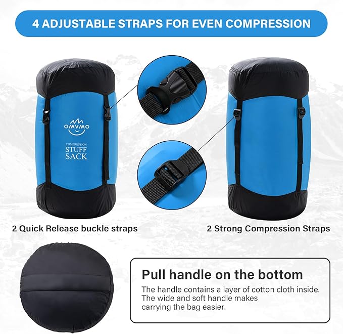 Compression Sack, 12L/19L/32L/46L/53L Water-Resistant Sleeping Bag Stuff Sack,Anti-Tear Ultra Light 400T 20D Nylon Storage Bag,Space Saving Gear for Camping Hiking Travel 1Pcs