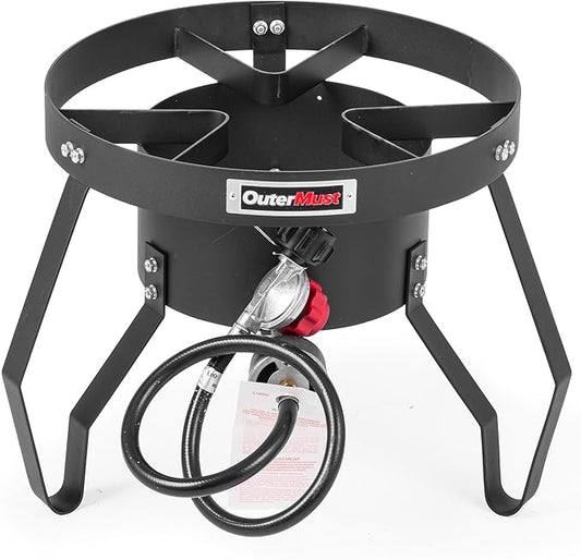 Propane Burner Outdoor Gas Burner for Cooking with Regulator and Cast Iron Braided Holes (single)