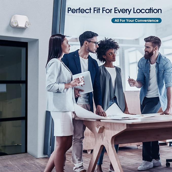 Led Emergency Light with Remote Capable, Adjustable LED Lamp Heads Exit Lighting, Backup Battery White Emergency Lights, 120V-277V Dual Voltage, UL Certified (6 Pack)