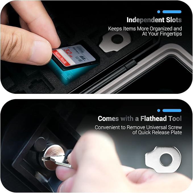 LP-E6 EN-EL15C NP-W235 FZ100 Camera Battery and Memory Card Case with Labels,DSLR SLR Battery Organizer Storage for 16 Micro SD 6 SD 3 CF Express Type A and 2 XQD/CF Cards,Water-Resistant & Shockproof