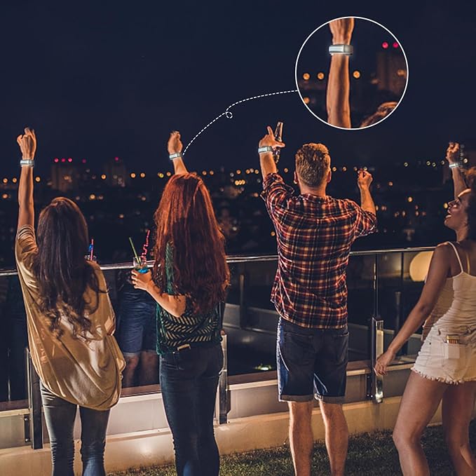 8 Pack LED Bracelets Light Up Wristbands,Glow Flashing Wristbands Glow in The Dark Party Supplies for Party, Festivals, Sports, Camping,Night Events (White)