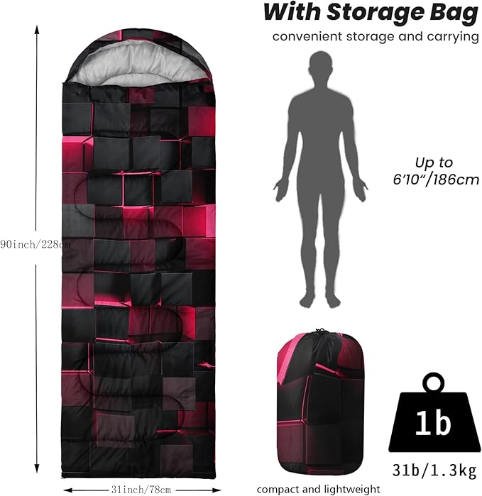 Sleeping Bags for Adults and Kids Backpacking Camping Sleeping Bags for Girls and Boys Lightweight Waterproof Cold/Warm Sleeping Bag for All Season