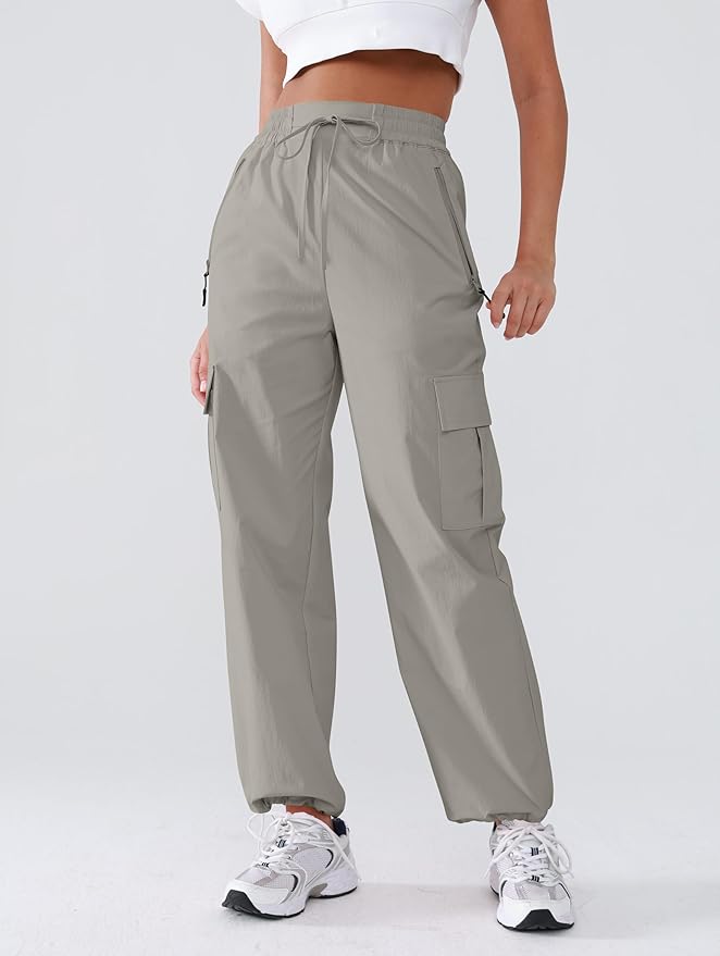 Hiking Pants Women Lightweight Cargo Pants Quick Dry Water Resistant Outdoor Travel Pants with Zipper Pockets