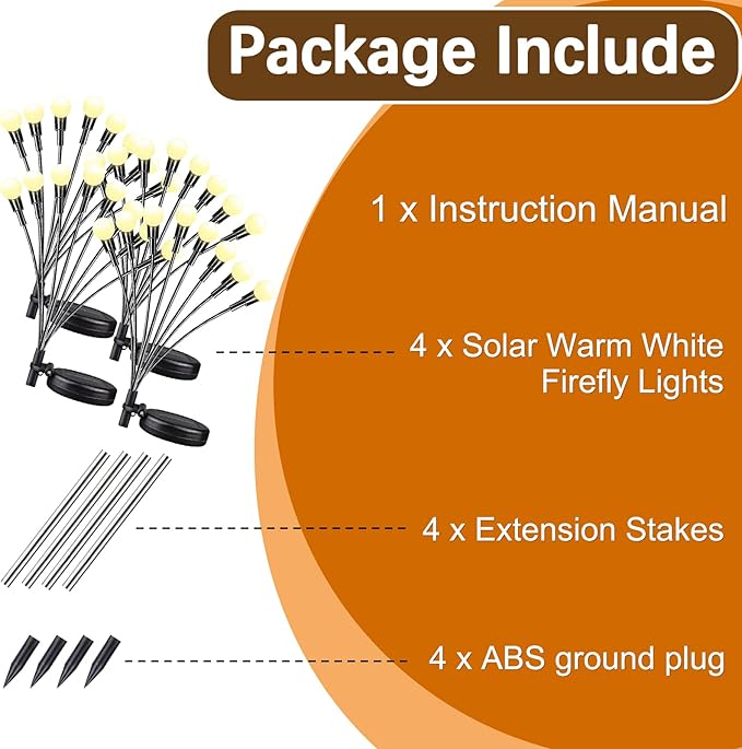 Warm-4Pack 32LED Firefly Warm Changing Lights,Garden Solar Lights Outdoor Decorative,Yard Waterproof Solar (Warm-4pcs)