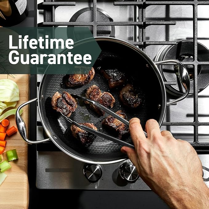 HexClad Hybrid Nonstick 5-Quart Dutch Oven with Stainless Steel Lid, Stay-Cool Handles, Dishwasher-Friendly, Oven-Safe Up to 900°F, Induction Ready, Compatible with All Cooktops