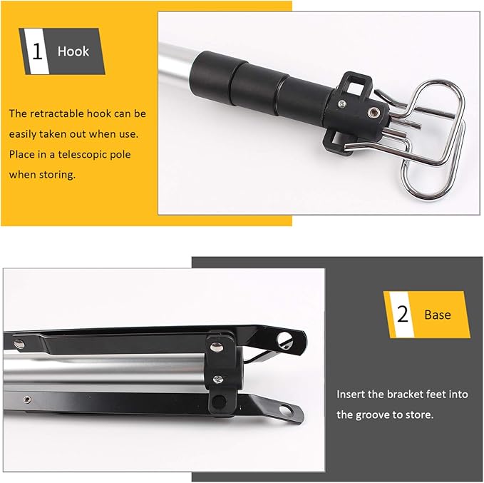 OMUKY Telescopic Lantern Stand with Base Outdoor Camping Lamp Stand Pole Adjustable Lantern Pole (Silver)