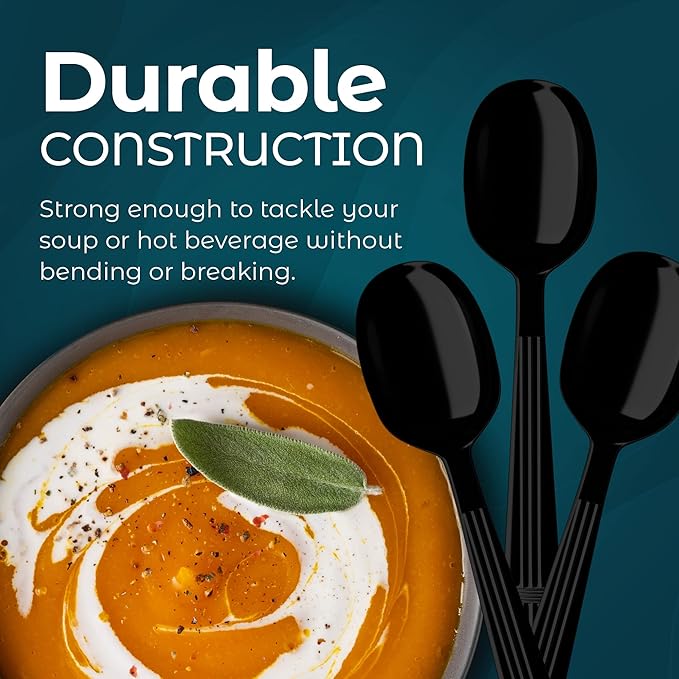 Heavy Duty Soup Spoons - Disposable Spoons - Plastic Cutlery for Parties and Events - Pack of 500