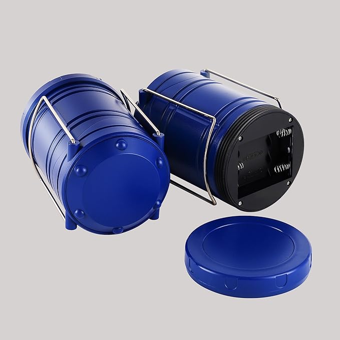 Lichamp LED Camping Lantern, 4 Pack Battery Powered Flashlight for Power Outages, Portable Collapsible Hanging Light Essential for Home, Outdoor, Emergency Lamp Survival Kit Gear for Hurricane, Blue