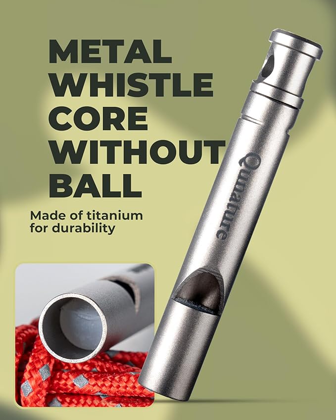 Emergency Titanium Whistle Survival Keychain Whistle 120 - Decibel with Lanyard for Kids Rescue Dog Training Outdoor Camping Hiking Coaches Sports Metal Whistle