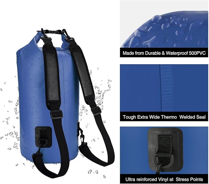 Piscifun Dry Bag, Waterproof Floating Backpack 5L/10L/20L/30L/40L with Waterproof Phone Case for Boating, Kayaking, Fishing