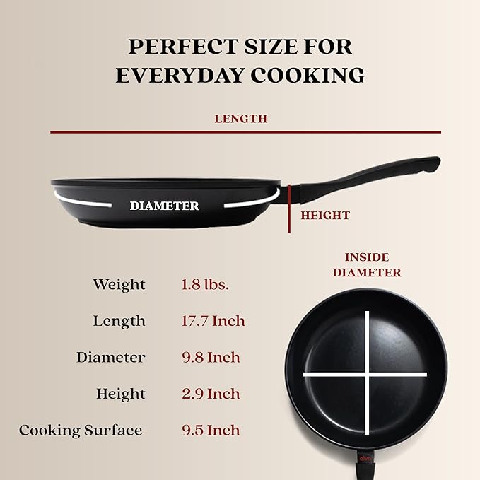 Alva Energy 9.5" Nonstick Frying Pan – PFAS/PTFE-Free, Healthy Cooking Skillet, Fast, Even Heating, Induction & Oven Safe, Lightweight with Stay-Cool Handle – Scratch-Resistant & Dishwasher Safe