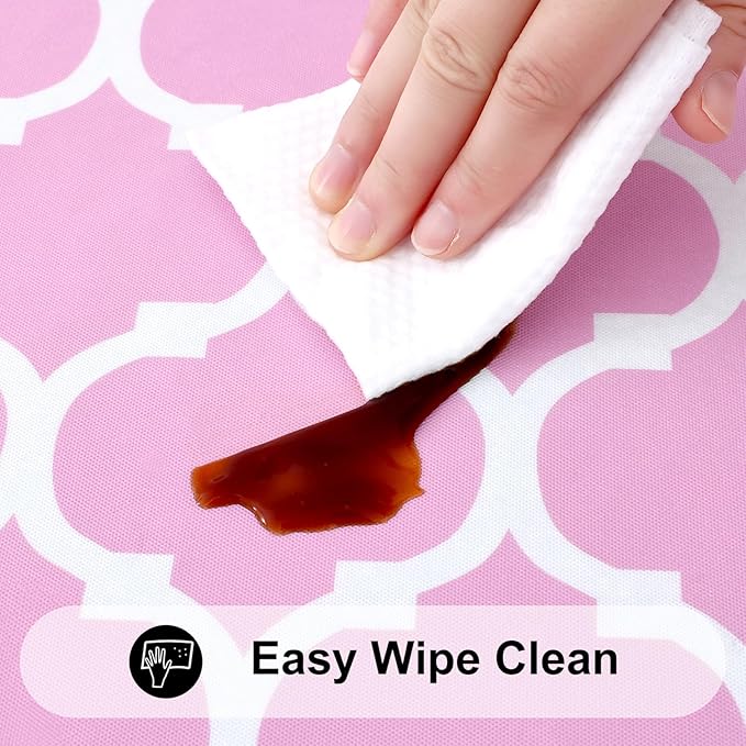 Smiry Rectangle Picnic Table Cover, Waterproof Elastic Fitted Camping Tablecloths for 4 Foot Tables, Wipeable Flannel Backed Vinyl Tablecloth Protector for Indoor, Outdoor (Pink, 24x48 Inches)