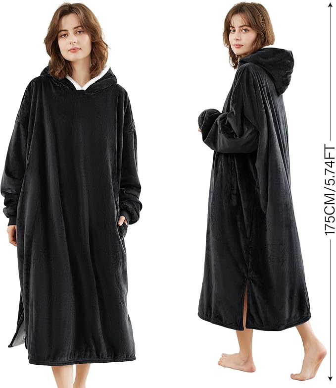 LetsFunny Blanket Hoodie,Oversized Wearable Sherpa Fleece Blanket Sweatshirt,Super Soft Warm Cozy with Giant Pocket,Gifts for Women Men Adults Teenagers Kids, One Size Fits All