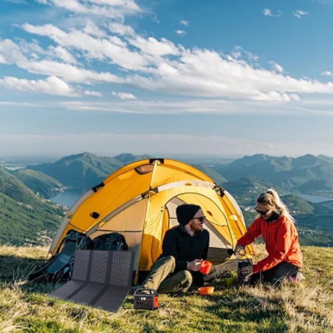 60W Portable Solar Panel for Power Station, 24% High Efficiency Foldable Solar Charger with QC3.0 USB-A PD3.0 DC Output, IP67 Waterproof Solar Panels for Camping RV, Power Outage (Without Generator)