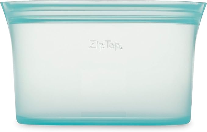 Zip Top Reusable Food Storage Bags | Large Dish [Teal] | Silicone Meal Prep Container | Microwave, Dishwasher and Freezer Safe | Made in the USA