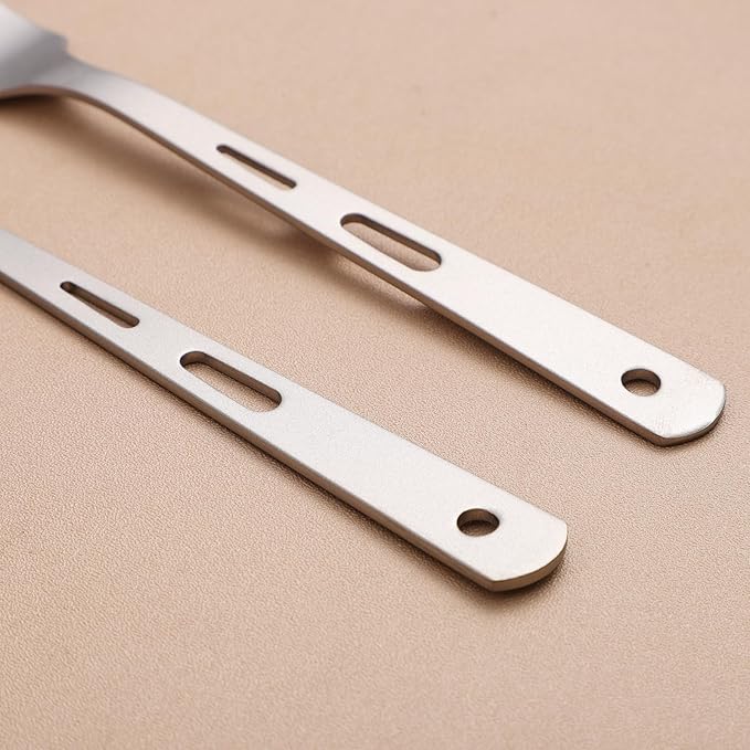 Titanium 4-Piece Silverware Set - Lightweight, Eco-Friendly Camping & Backpacking Cutlery (Knife, Fork, Spoon, Salad Spoon) with Carrying Bag for Outdoor Travel, Hiking & Picnic