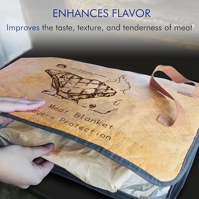 BBQ Blanket for Resting Meat, 5-Layer Insulated Meat Resting Bag for Moisture Retention and Perfect BBQ, Wide Mouth with Handle Design for Briskets, Pork Shoulders, Steaks (Brown, 15 Inch)
