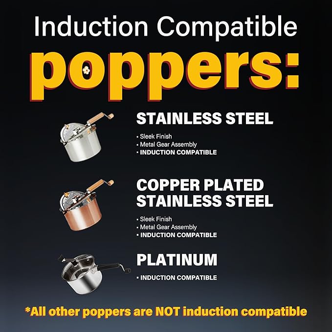 Original Whirley Pop Popcorn Popper with Kernels – 6-Quart Silver Popcorn Maker, Fast & Easy-to-Use Snack Machine for Movie Nights, Durable Aluminum Stovetop Popper with Metal Gears