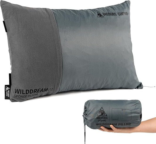 OneTigris Wilddream Camping Pillow, Shredded Small Memory Foam Pillow, Compact, Easy Clean, Comfortable for Backpacking, Travel, and Car Trips, 4 Season Use