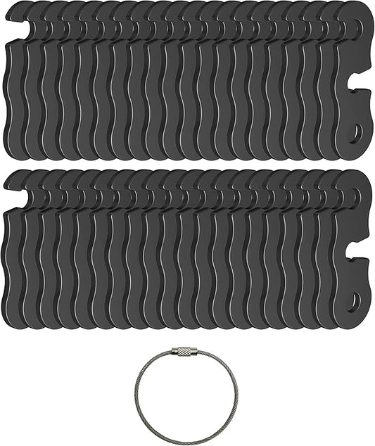 Rope Tensioner Aluminum Alloy Camping Tent Guyline Cord Adjuster Camping of Gear for Camping, Hiking, Backpacking Ultralight Tent Stakes Guy Lines (Black, 40 Pack)