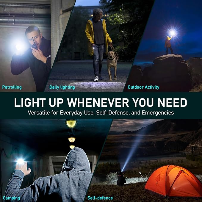 Wurkkos FC12C Tactical Flashlight 1600 High Lumens, USB-C Rechargeable LED Flashlights, 332M Long Throw Flash Light, IP68 Waterproof, Dual Switches and Constant Current Circuit for Home Camping Hiking