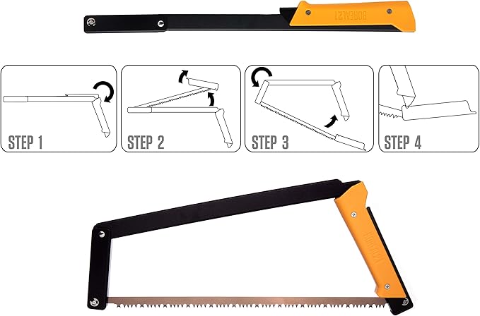 AGAWA - BOREAL21 Backwoods Kit - 21 Inch Folding Bow Saw, 21" Premium Leather Sheath, Additional 21" Aggressive Blade (Black Frame - Yellow Handle)